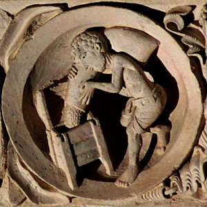 Médaillon de la façade du narthex de la Basilique de Vézelay