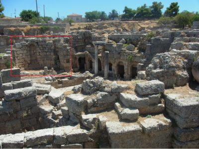 Vestiges de la fontaine Pirène (prise de vue depuis l’ouest)