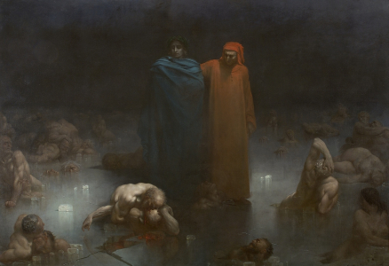 Dante et Virgile dans le neuvième cercle de l'Enfer par Gustave Doré, 1861 (source : Wikimedia).
