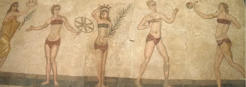 Mosaïque des jeunes filles en bikini, maison du Casale, Sicile