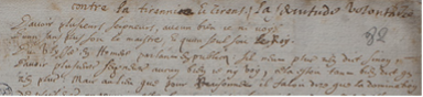 Manuscrit du Discours de la servitude volontaire (Contre la tyrannie et Tyrans – La servitude volontaire -  Copie anonyme de 1605 – Bibliothèque Mériadeck de Bordeaux ms 2199)