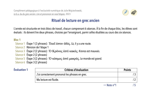 Rituel de lecture en grec ancien (extrait)