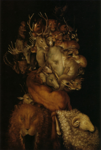 Giuseppe Arcimboldo, La Terre, 1566, huile sur panneau de bois, 66,5 × 51 cm, collection privée.