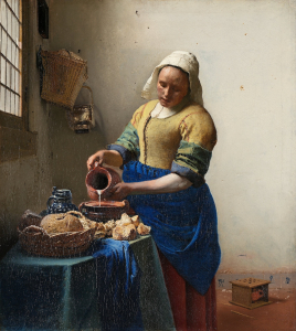 Johannes Vermeer, La Laitière, huile sur toile, 45,5cm × 41cm, 1658, Rijksmuseum, Amsterdam, Pays-Bas