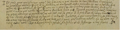« Et puis pour qui écrivez-vous ? […] des âmes réglées et fortes d’elles-mêmes […] », Montaigne, Essais, Exemplaire de Bordeaux, Bibliothèque municipale de Bordeaux, f°282r.