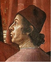 Demetrios Chalcondyle par Domenico Ghirlandaio, Détail de l’Annuncio dell’ angelo a Zaccaria (1486) de la Chapelle Tornabuoni de la Basilique Santa Maria Novella, Florence.