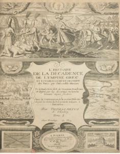 Laonicos Chalcondyle, L'Histoire de la décadence de l'Empire grec et établissement de celuy des Turcs, trad. B. de Vigenère, Paris, M. Guillemot, 1650 [Paris, N. Chesneau, 1577].